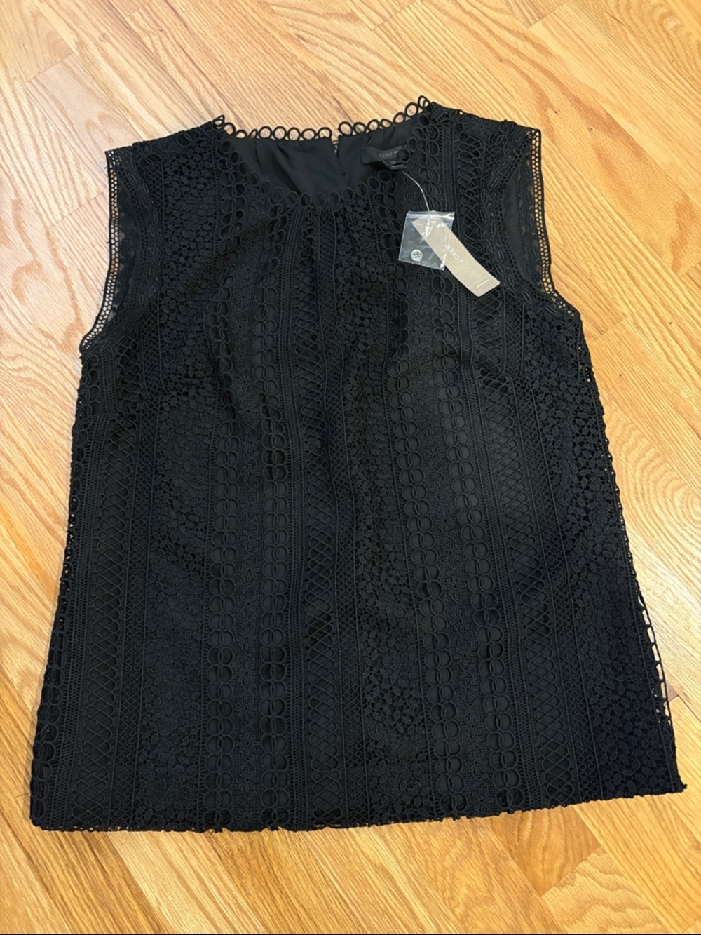 J Crew Sleeveless Black Lace Eyelet Women's Top